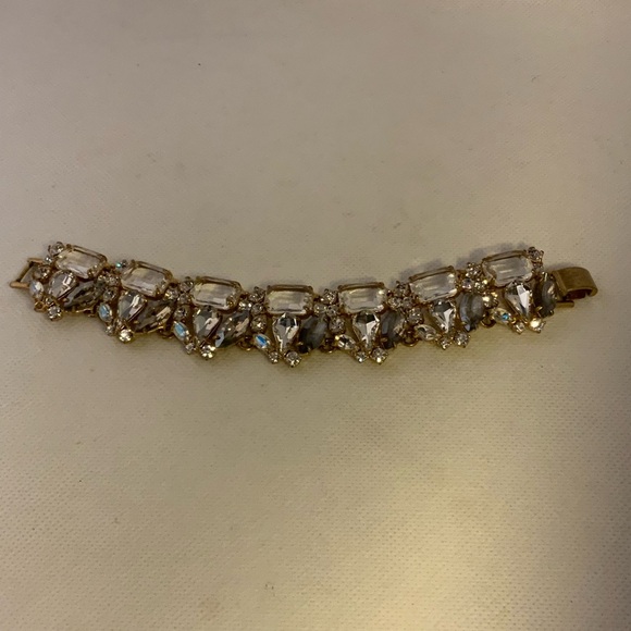 J.Crew Gold Tone Crystal Statement Bracelet 6.75” - Picture 4 of 5
